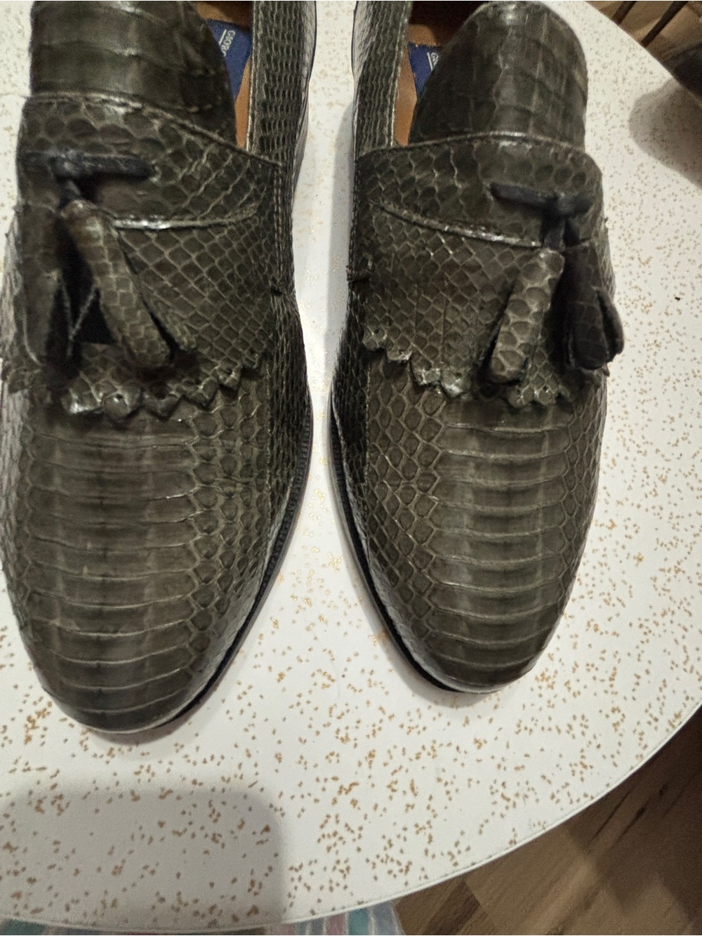 Giorgio Brutini Men's Olive Genuine Snakeskin Slip-On Loafers